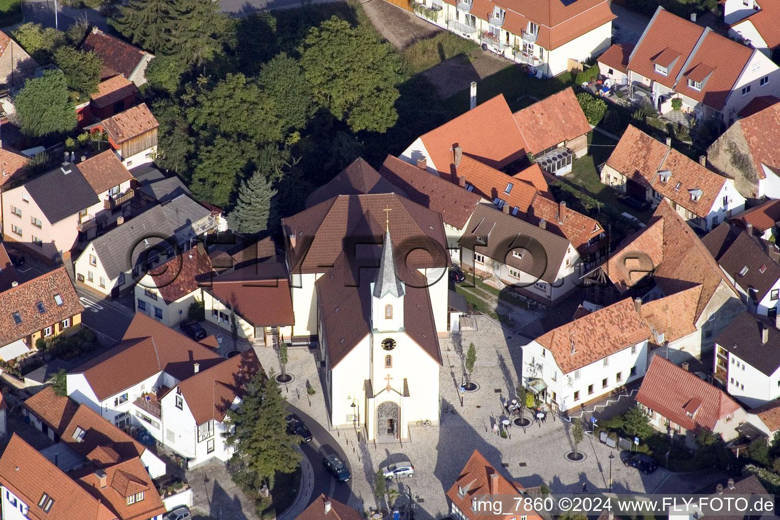 Aerial view of District Maximiliansau in Wörth am Rhein in the state Rhineland-Palatinate, Germany