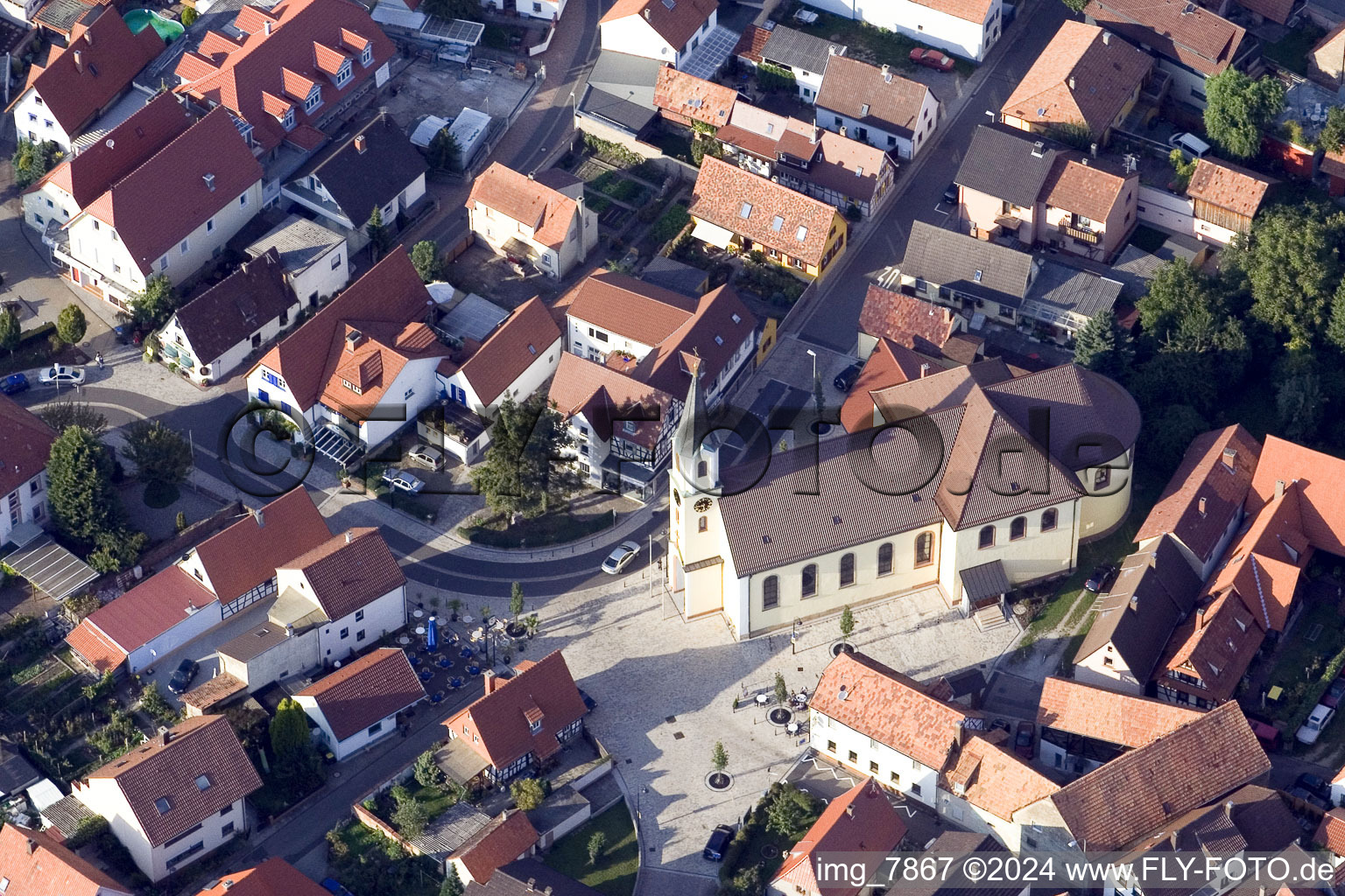 Oblique view of District Maximiliansau in Wörth am Rhein in the state Rhineland-Palatinate, Germany