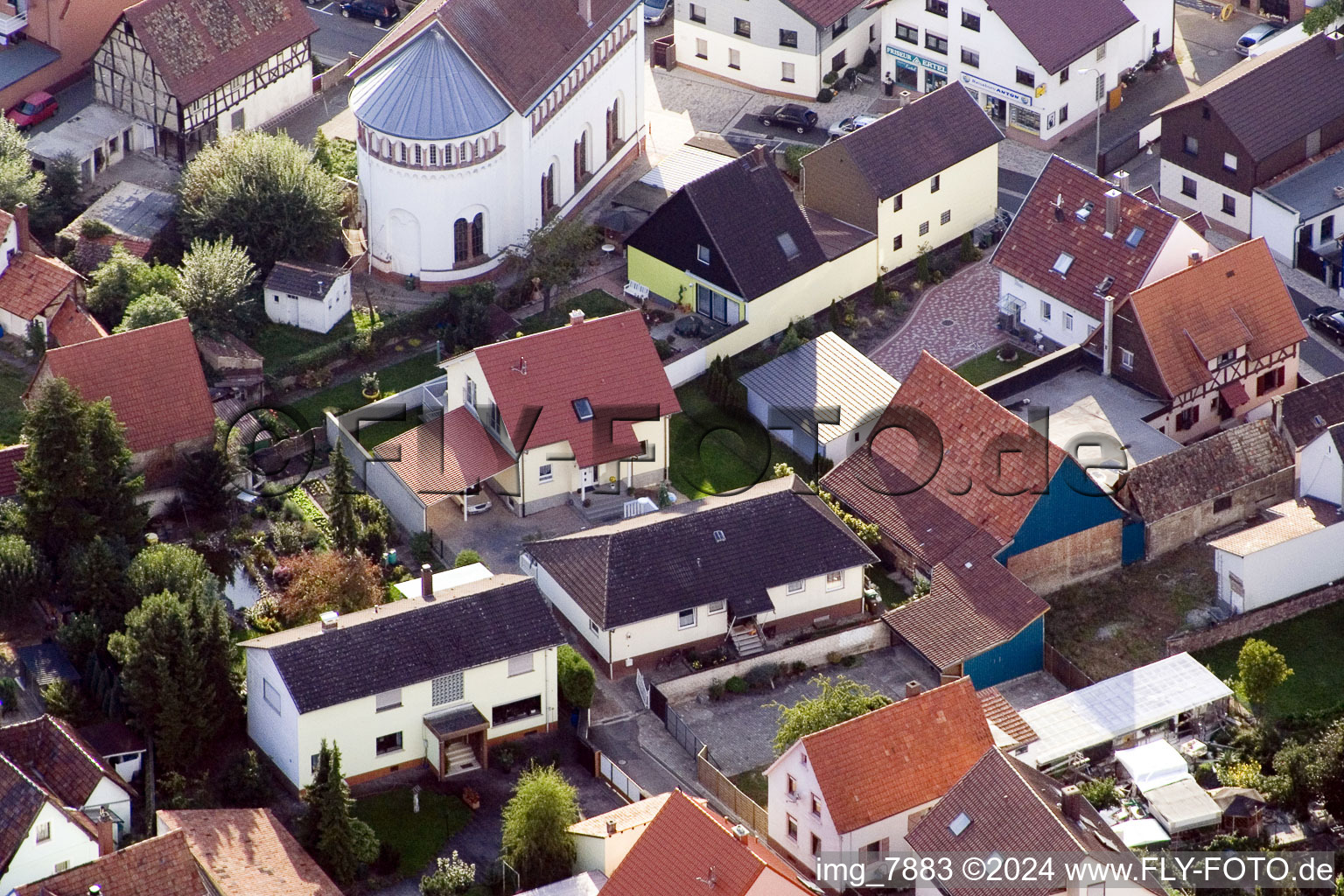 District Maximiliansau in Wörth am Rhein in the state Rhineland-Palatinate, Germany out of the air