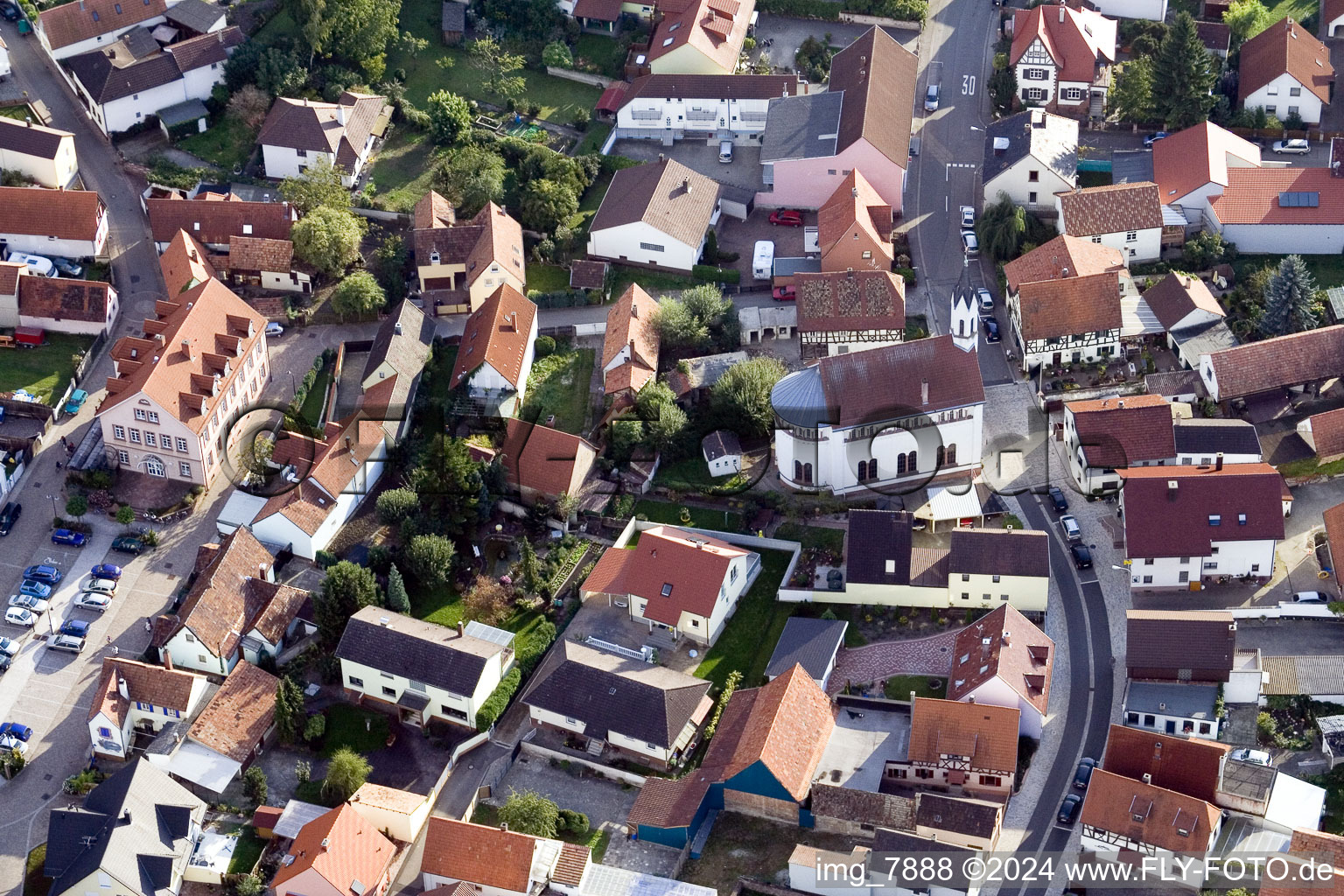 District Maximiliansau in Wörth am Rhein in the state Rhineland-Palatinate, Germany seen from above