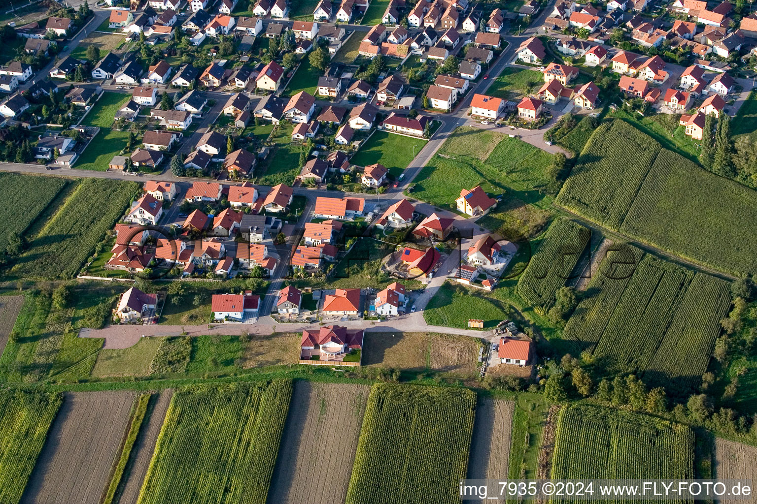 Aerial view of Neuburg in the state Rhineland-Palatinate, Germany