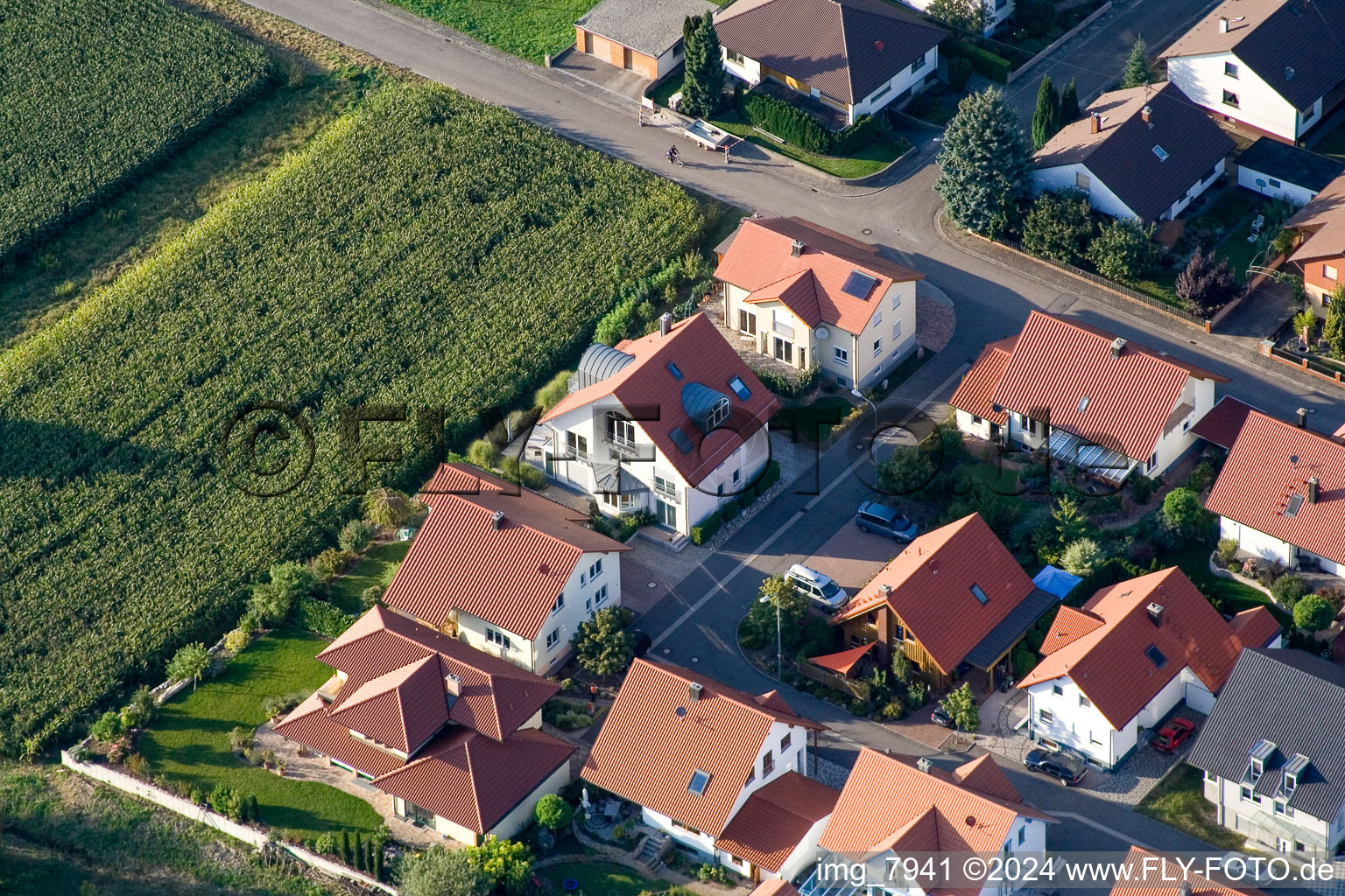 District Neuburg in Neuburg am Rhein in the state Rhineland-Palatinate, Germany from above