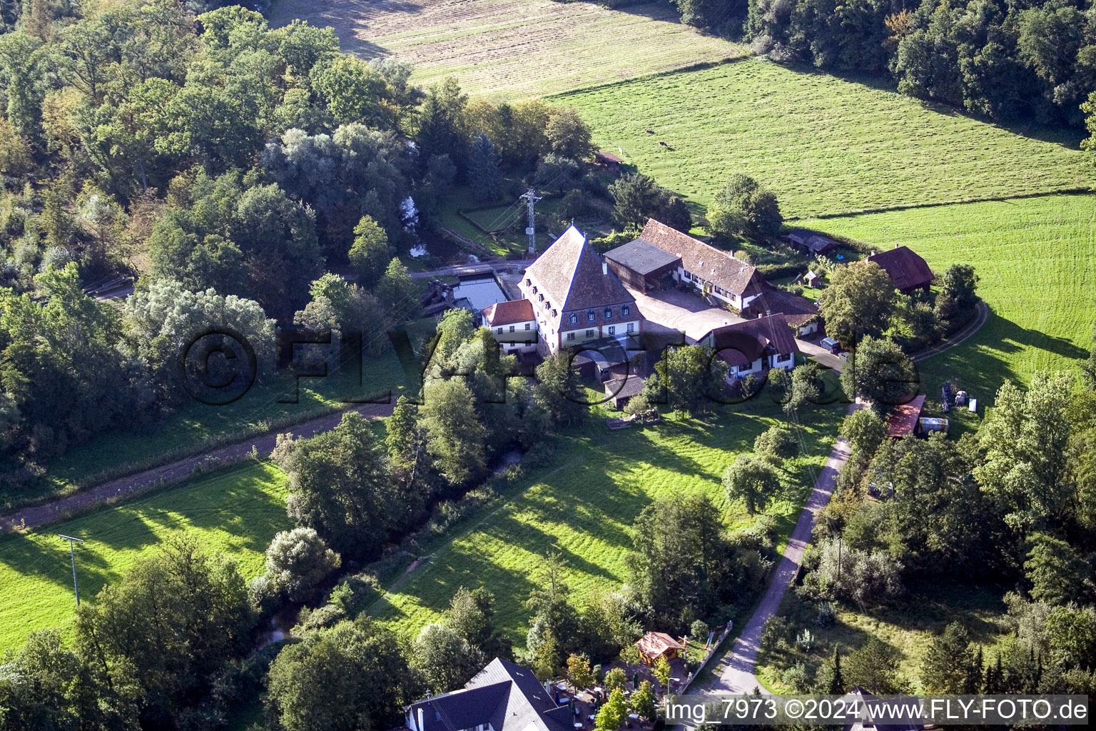 Bienwaldmühle in the state Rhineland-Palatinate, Germany out of the air