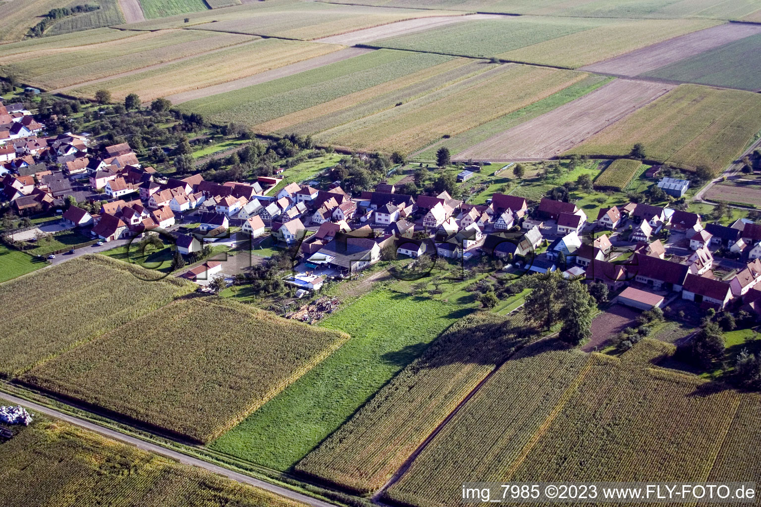 Aerial view of Schleithal in the state Bas-Rhin, France