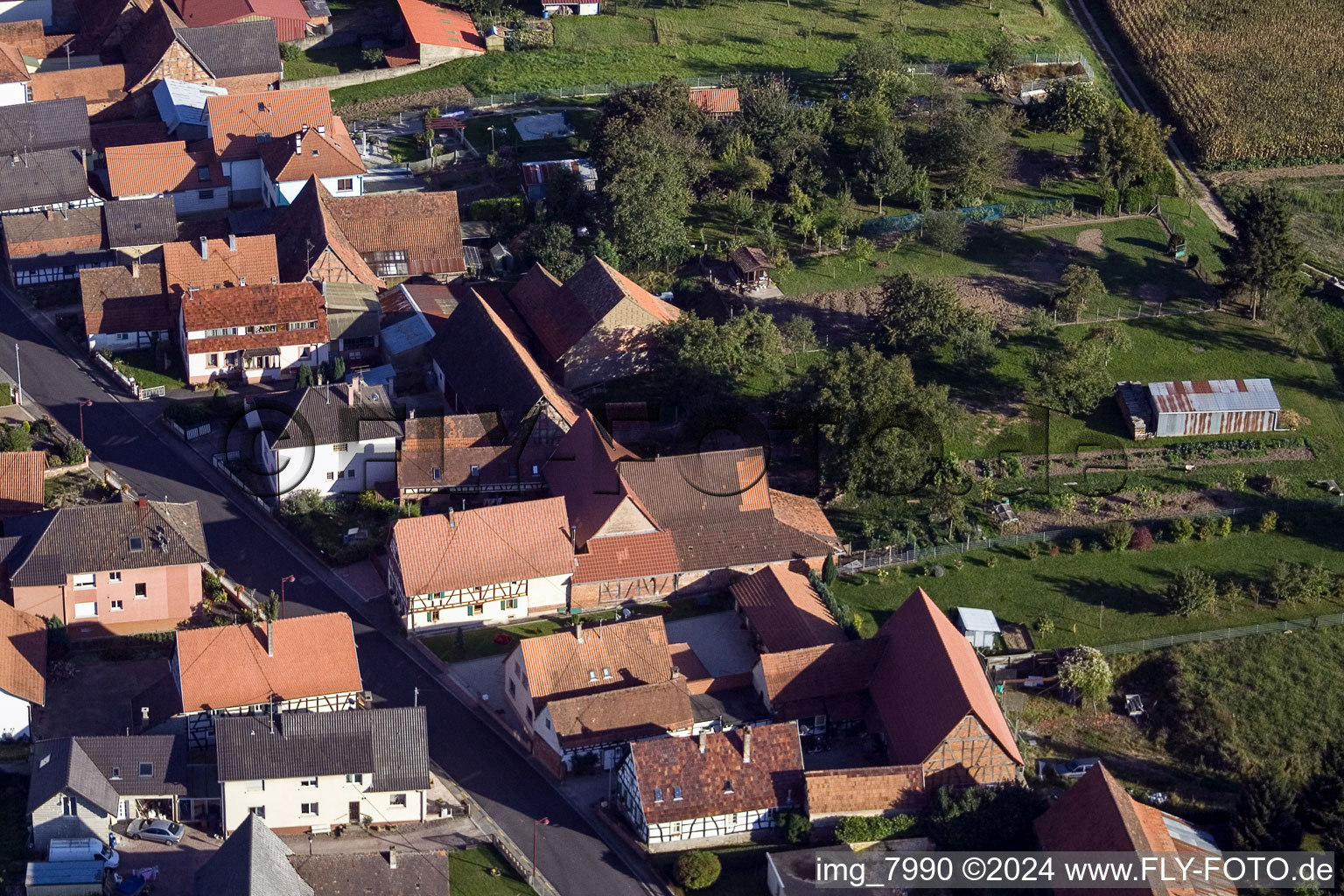 Oblique view of Schleithal in the state Bas-Rhin, France