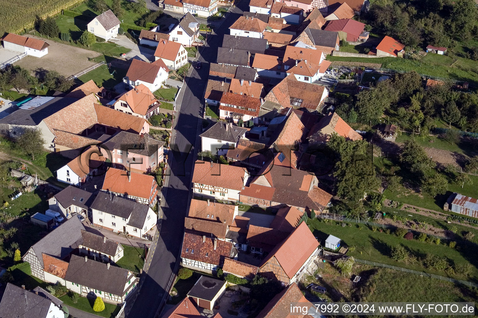 Schleithal in the state Bas-Rhin, France from above