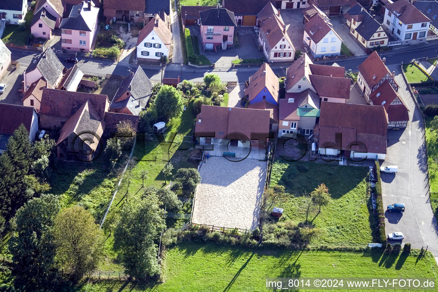 Schleithal in the state Bas-Rhin, France viewn from the air