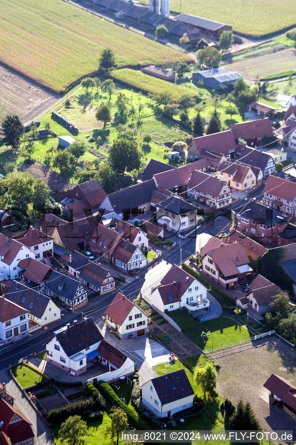 Drone image of Schleithal in the state Bas-Rhin, France