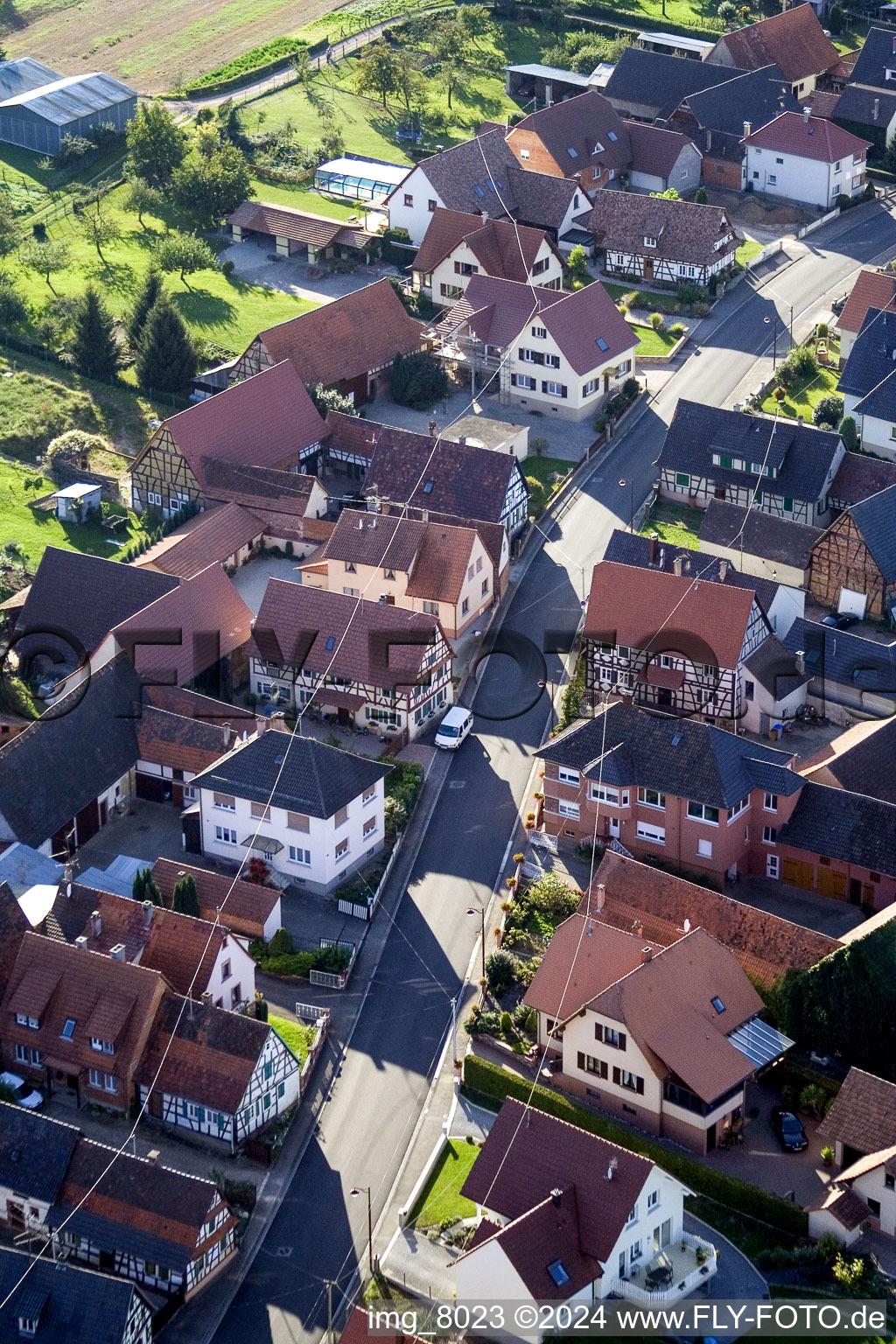 Schleithal in the state Bas-Rhin, France from the drone perspective