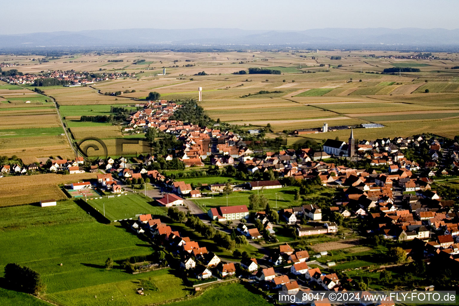 Oblique view of Schleithal in the state Bas-Rhin, France