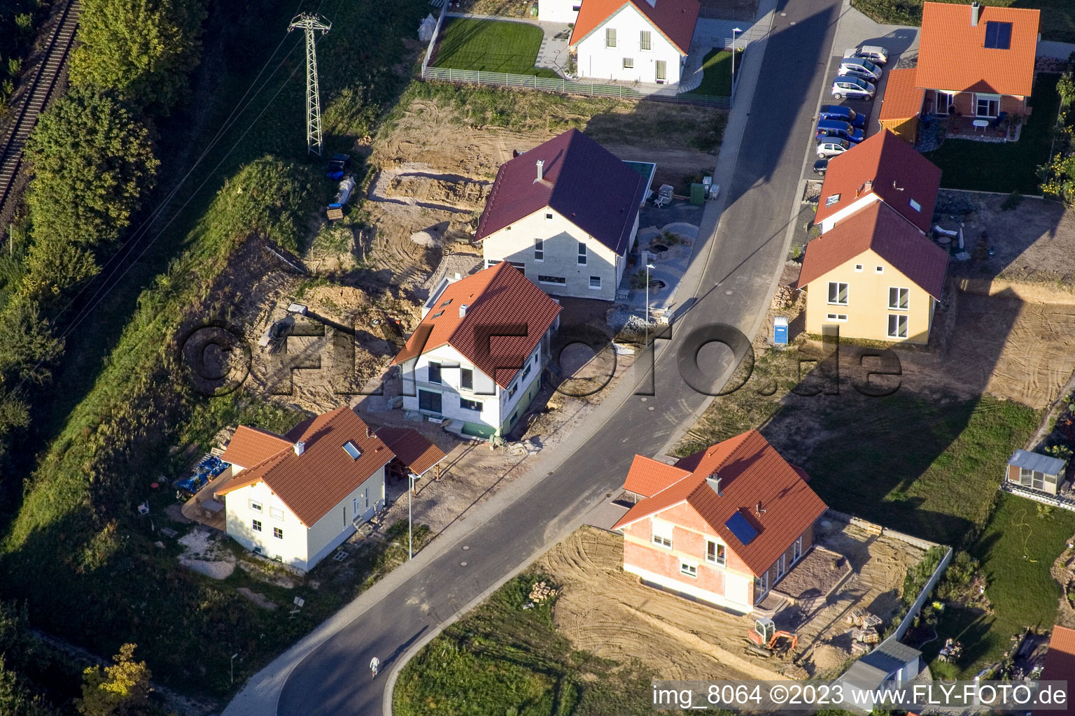 Aerial photograpy of New development area in the district Schaidt in Wörth am Rhein in the state Rhineland-Palatinate, Germany