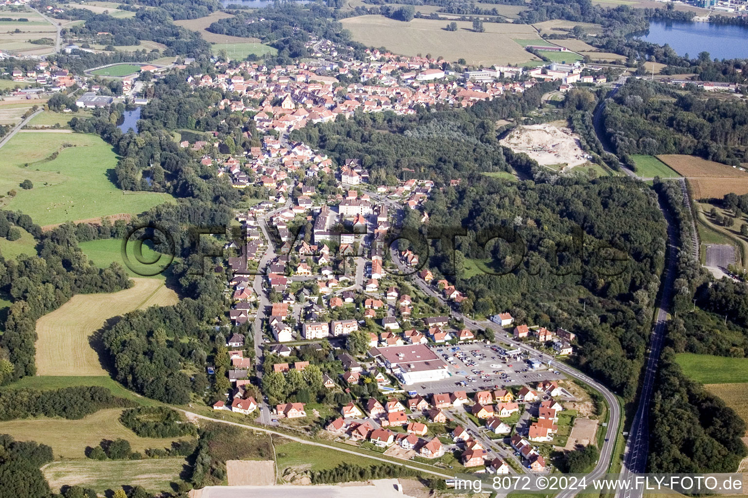 Drone image of Lauterbourg in the state Bas-Rhin, France