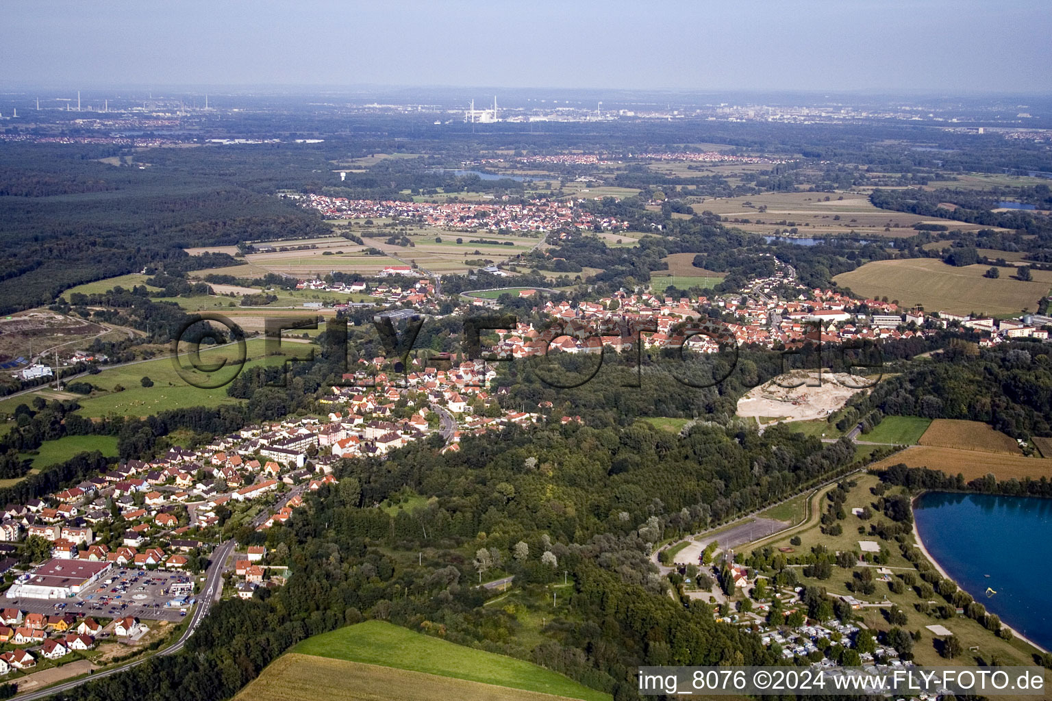 Lauterbourg in the state Bas-Rhin, France from the drone perspective