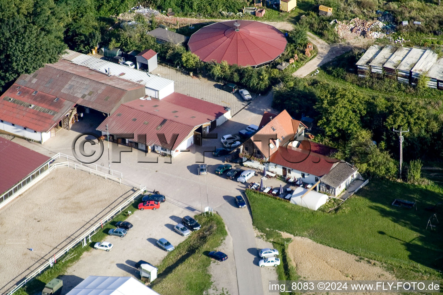 Riding stable in Neewiller-près-Lauterbourg in the state Bas-Rhin, France out of the air