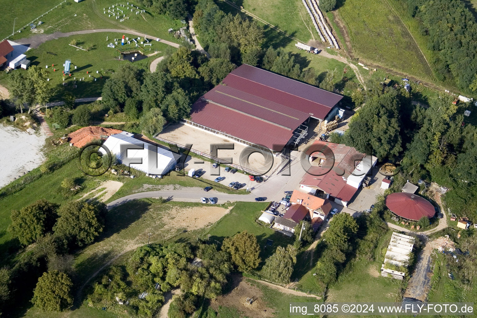 Riding stable in Neewiller-près-Lauterbourg in the state Bas-Rhin, France from the plane