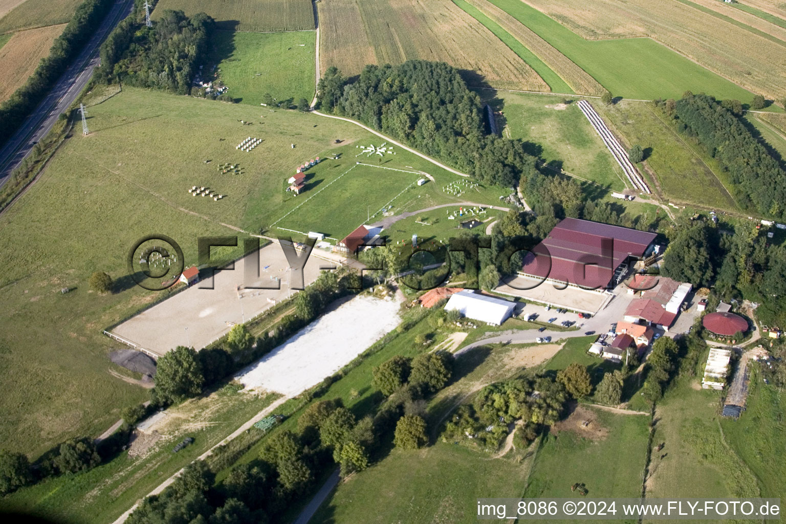 Bird's eye view of Riding stable in Neewiller-près-Lauterbourg in the state Bas-Rhin, France