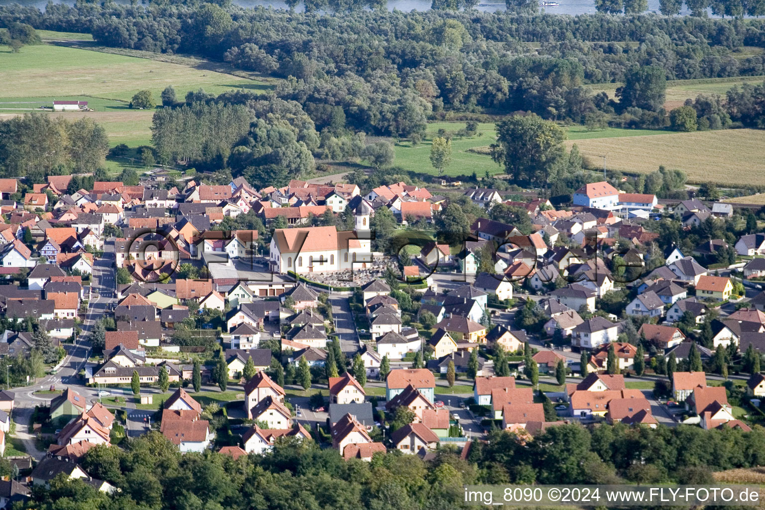 Oblique view of From the west in Mothern in the state Bas-Rhin, France