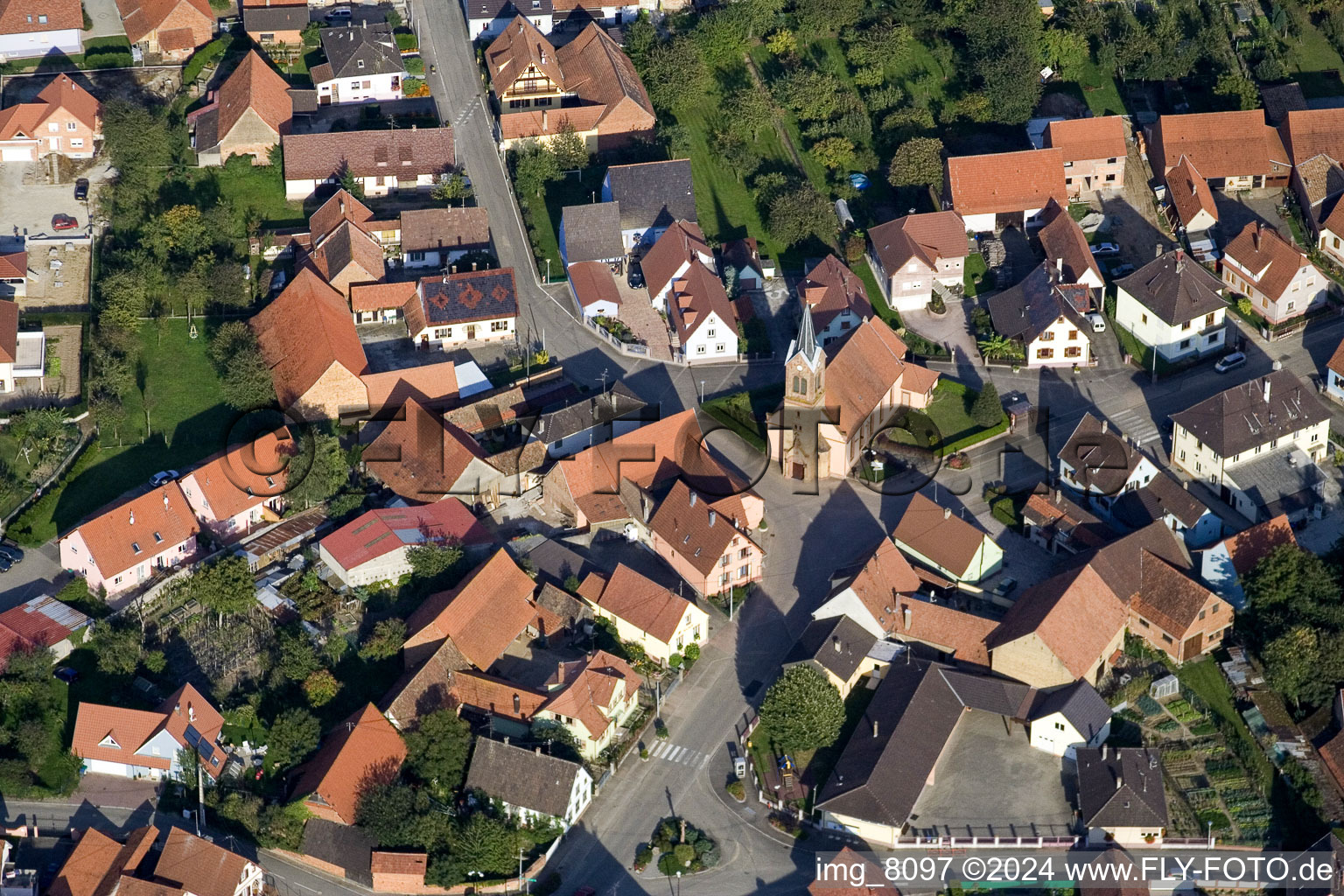 Aerial photograpy of Schaffhausen pres Seltz in Schaffhouse-près-Seltz in the state Bas-Rhin, France