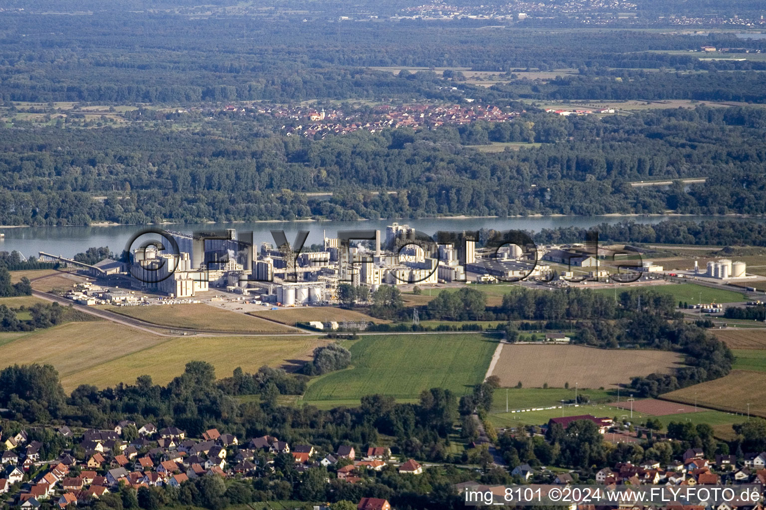 Industry on the Rhine in Beinheim in the state Bas-Rhin, France