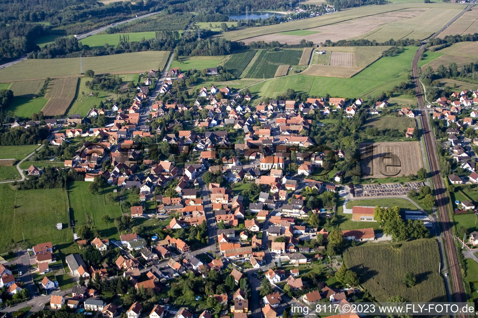 Rountzenheim in the state Bas-Rhin, France from a drone