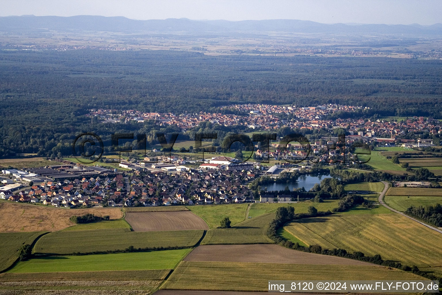 Soufflenheim in the state Bas-Rhin, France from a drone