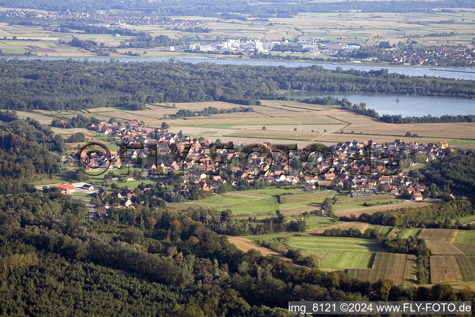 Fort-Louis in the state Bas-Rhin, France from a drone