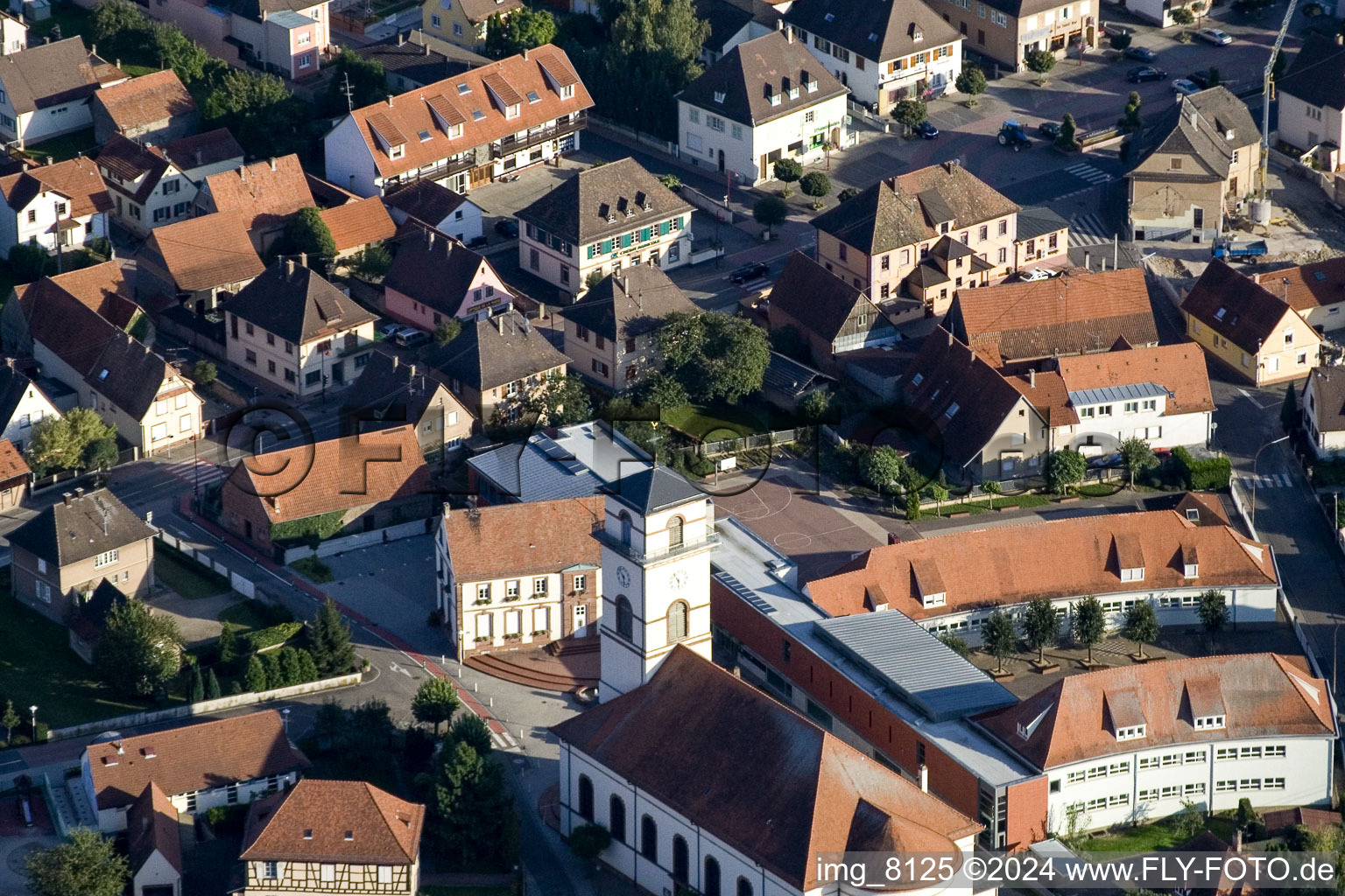 Drusenheim in the state Bas-Rhin, France seen from above