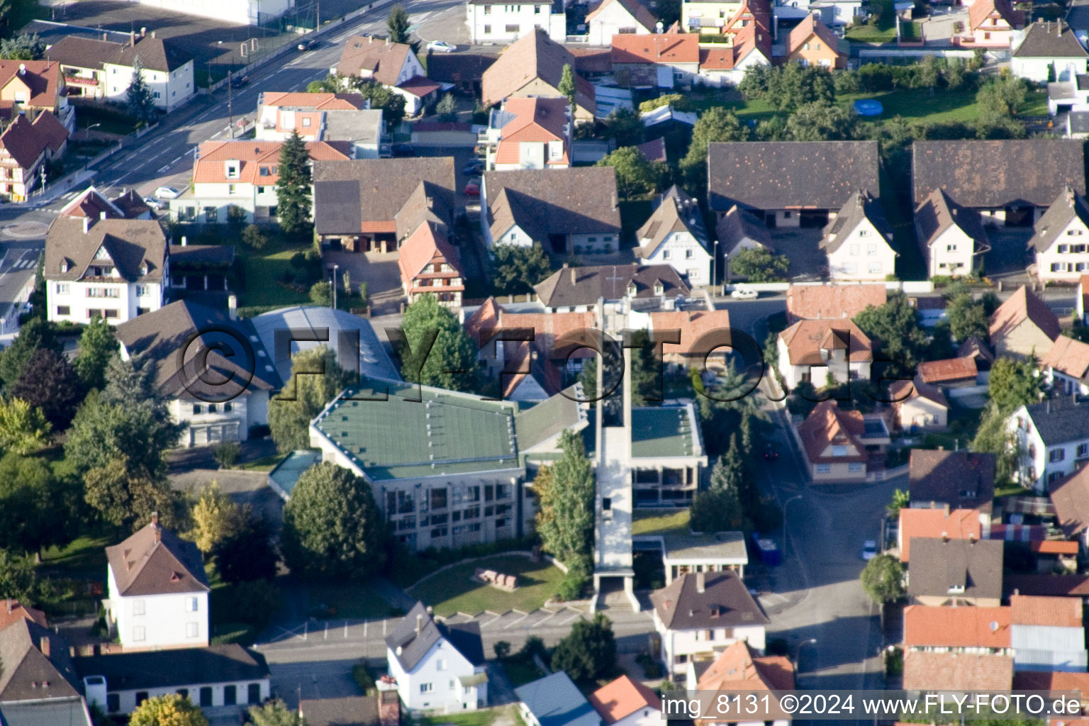 Aerial photograpy of Offendorf in the state Bas-Rhin, France