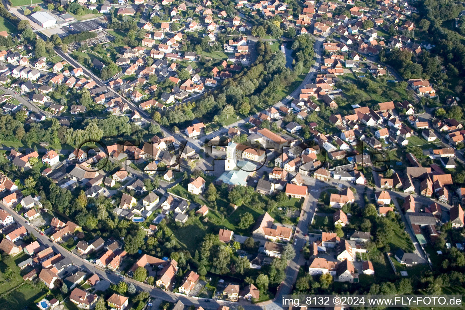 Oblique view of Offendorf in the state Bas-Rhin, France