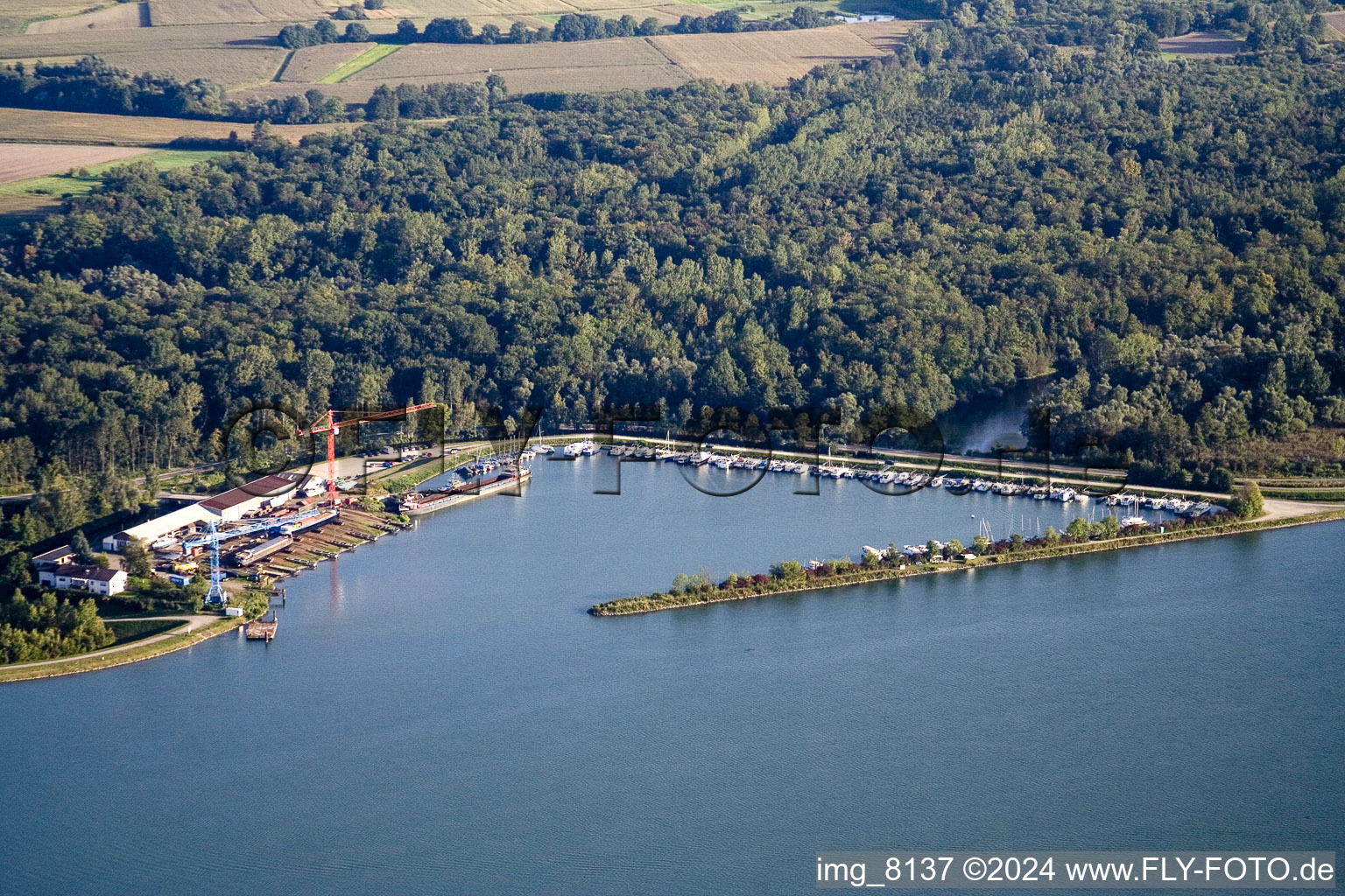 Karcher Schiffswerft GmbH, marina in the district Honau in Rheinau in the state Baden-Wuerttemberg, Germany