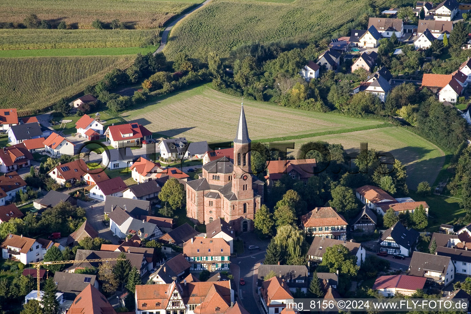 District Rheinbischofsheim in Rheinau in the state Baden-Wuerttemberg, Germany viewn from the air