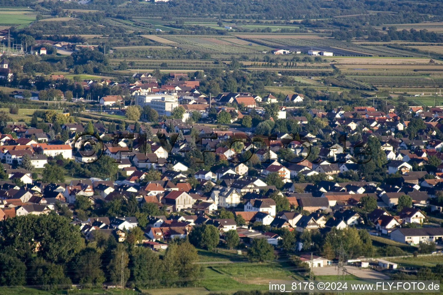 District Urloffen in Appenweier in the state Baden-Wuerttemberg, Germany from the plane