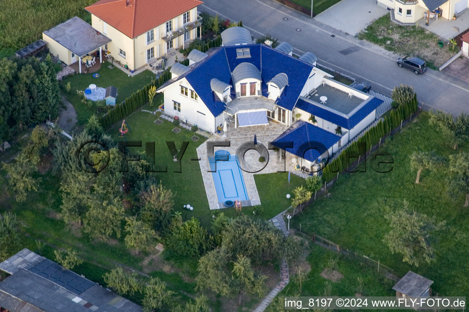 District Urloffen in Appenweier in the state Baden-Wuerttemberg, Germany seen from a drone