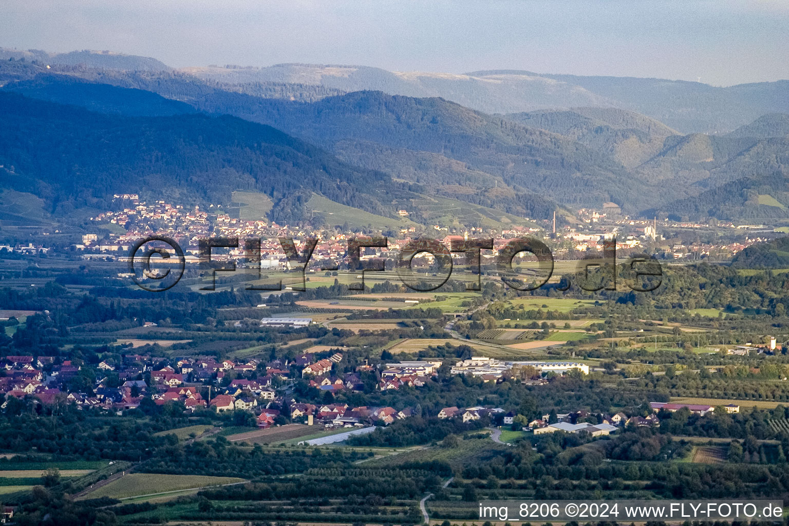 From the west in the district Zusenhofen in Oberkirch in the state Baden-Wuerttemberg, Germany