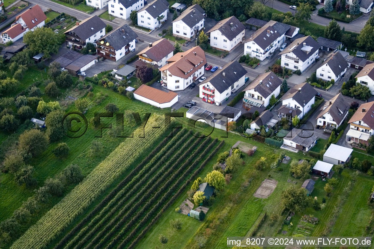 Runzweg in the district Urloffen in Appenweier in the state Baden-Wuerttemberg, Germany out of the air