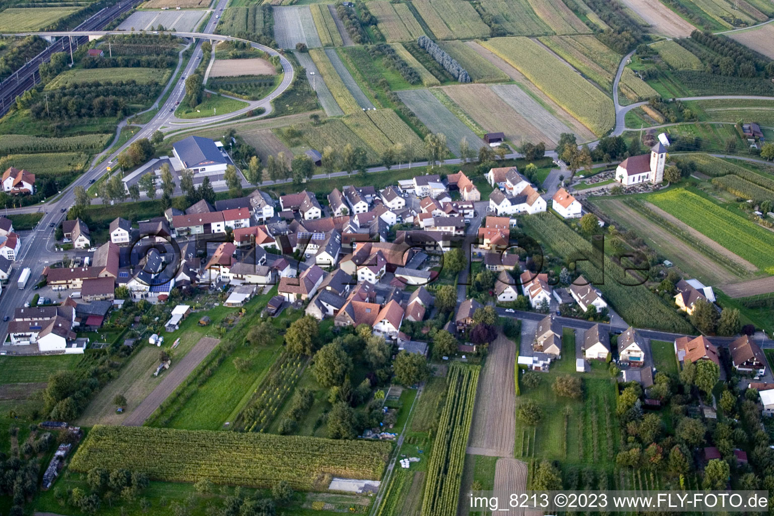 Aerial view of District Urloffen in Appenweier in the state Baden-Wuerttemberg, Germany