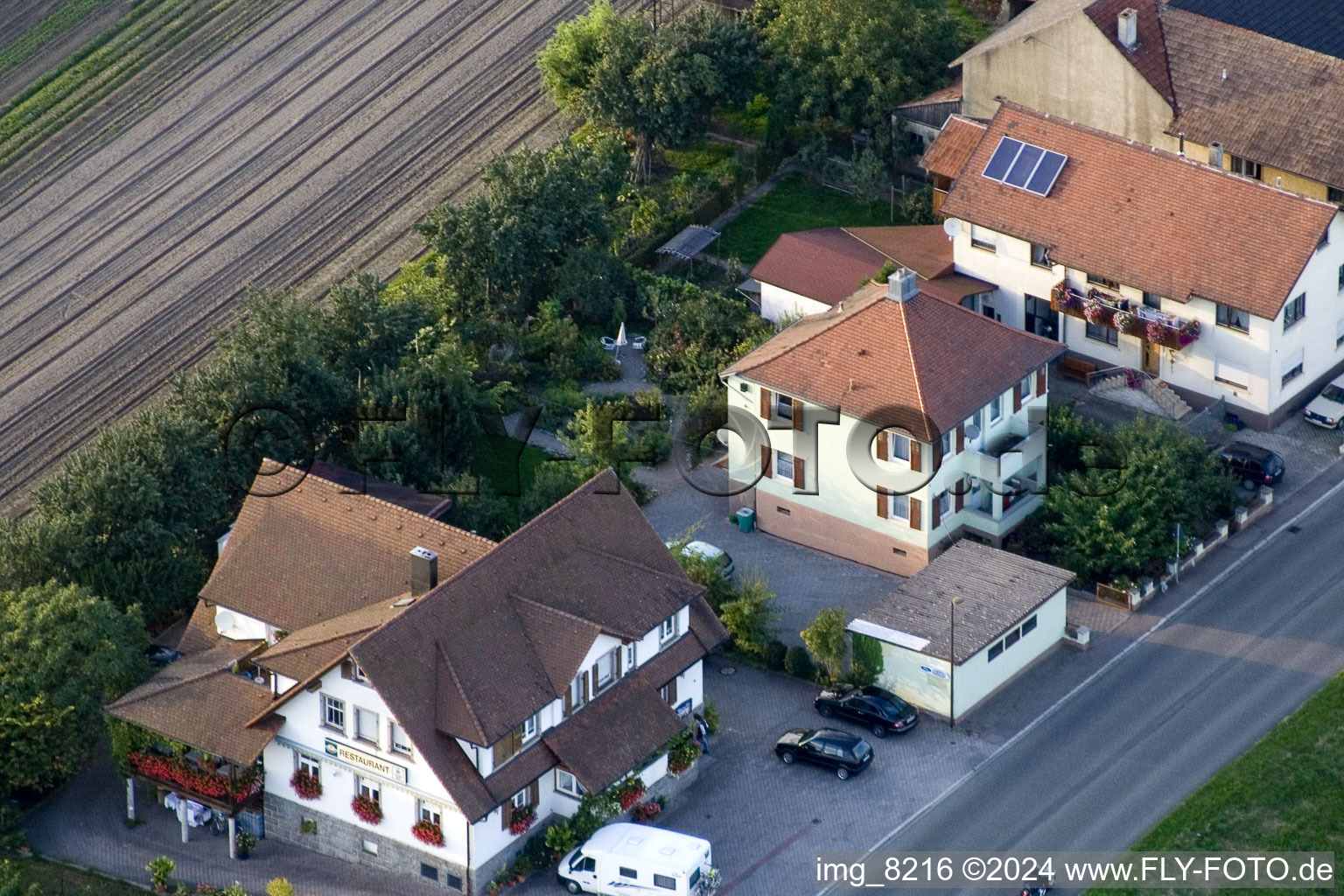 Aerial view of Rooms, Restaurant Gaukel in the district Urloffen in Appenweier in the state Baden-Wuerttemberg, Germany