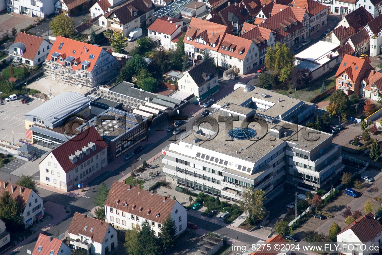 Oblique view of Savings Bank in Kandel in the state Rhineland-Palatinate, Germany