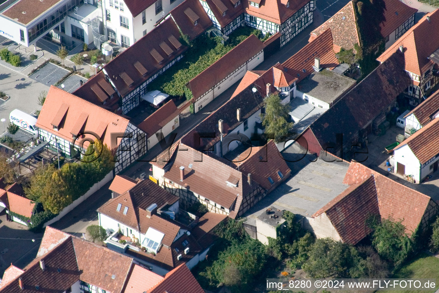 Oblique view of Bahnhofstr in Kandel in the state Rhineland-Palatinate, Germany