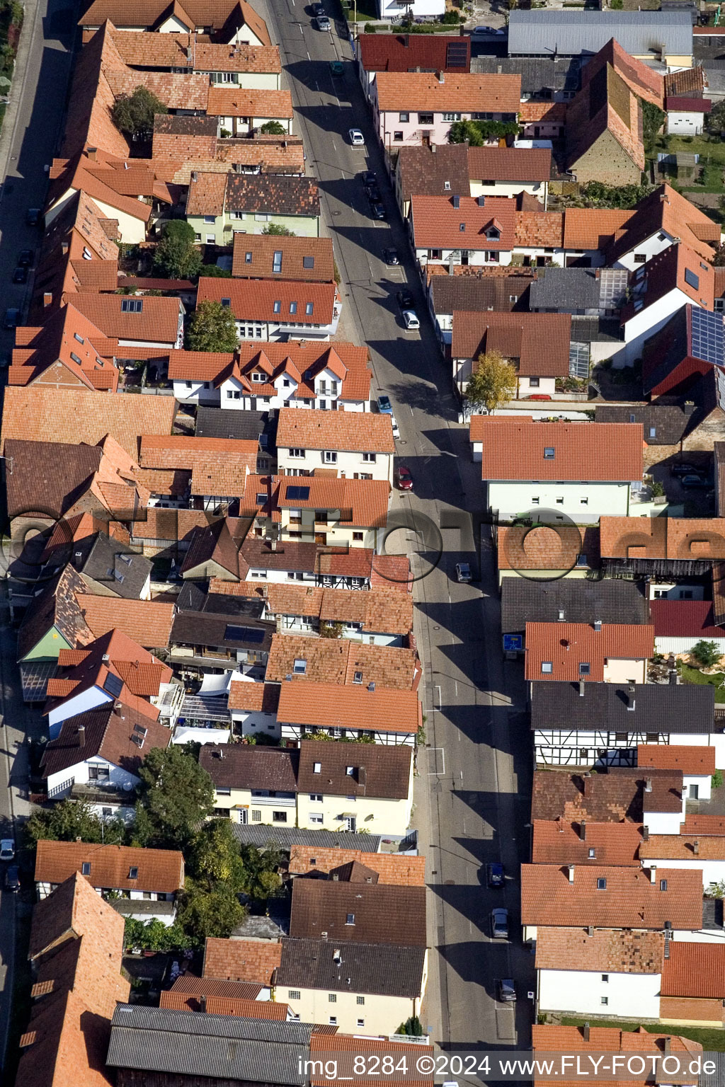 Rheinstr in Kandel in the state Rhineland-Palatinate, Germany seen from above