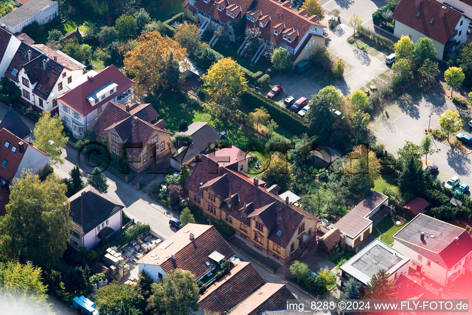 Bismarckstr in Kandel in the state Rhineland-Palatinate, Germany from above