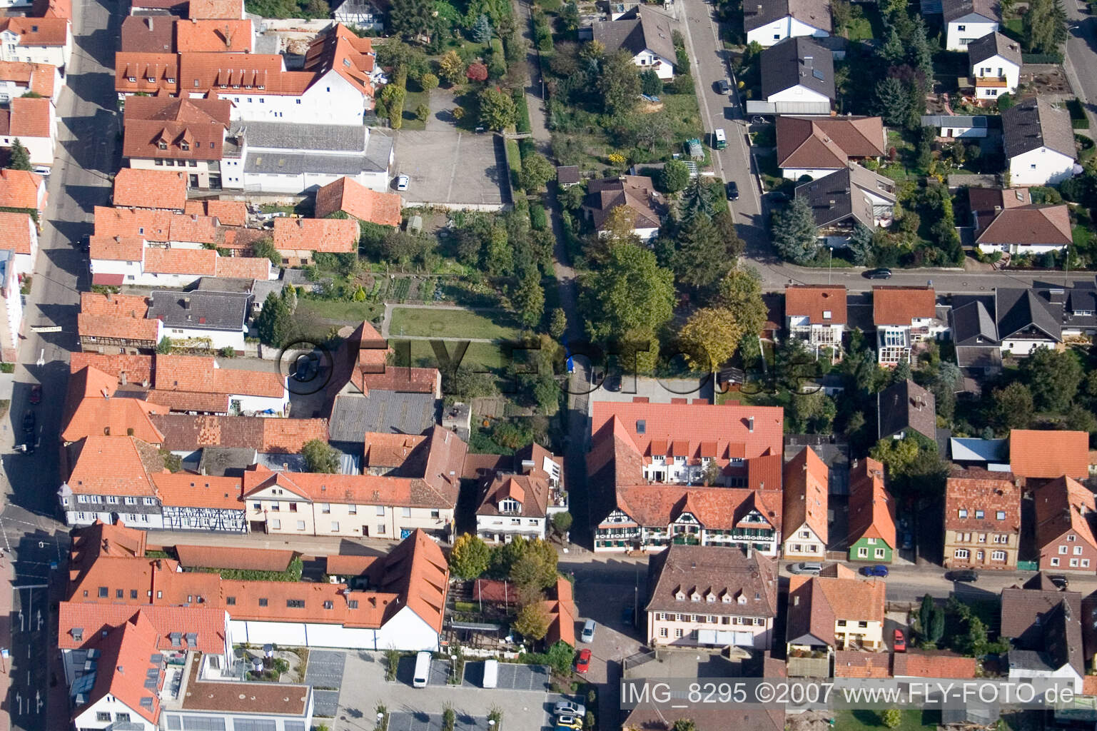 Aerial photograpy of Bahnhofstr in Kandel in the state Rhineland-Palatinate, Germany