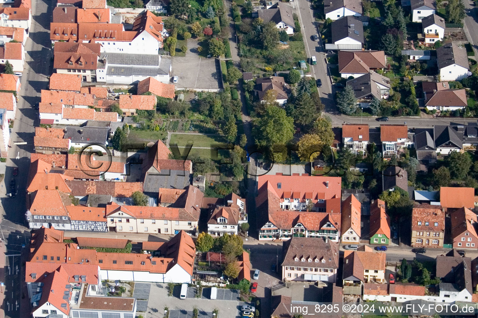 Aerial photograpy of Bahnhofstr in Kandel in the state Rhineland-Palatinate, Germany