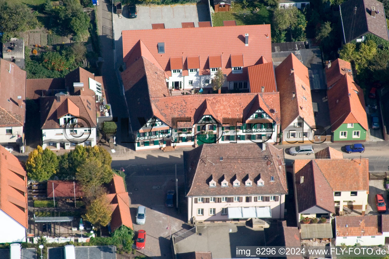 Oblique view of Bahnhofstr in Kandel in the state Rhineland-Palatinate, Germany