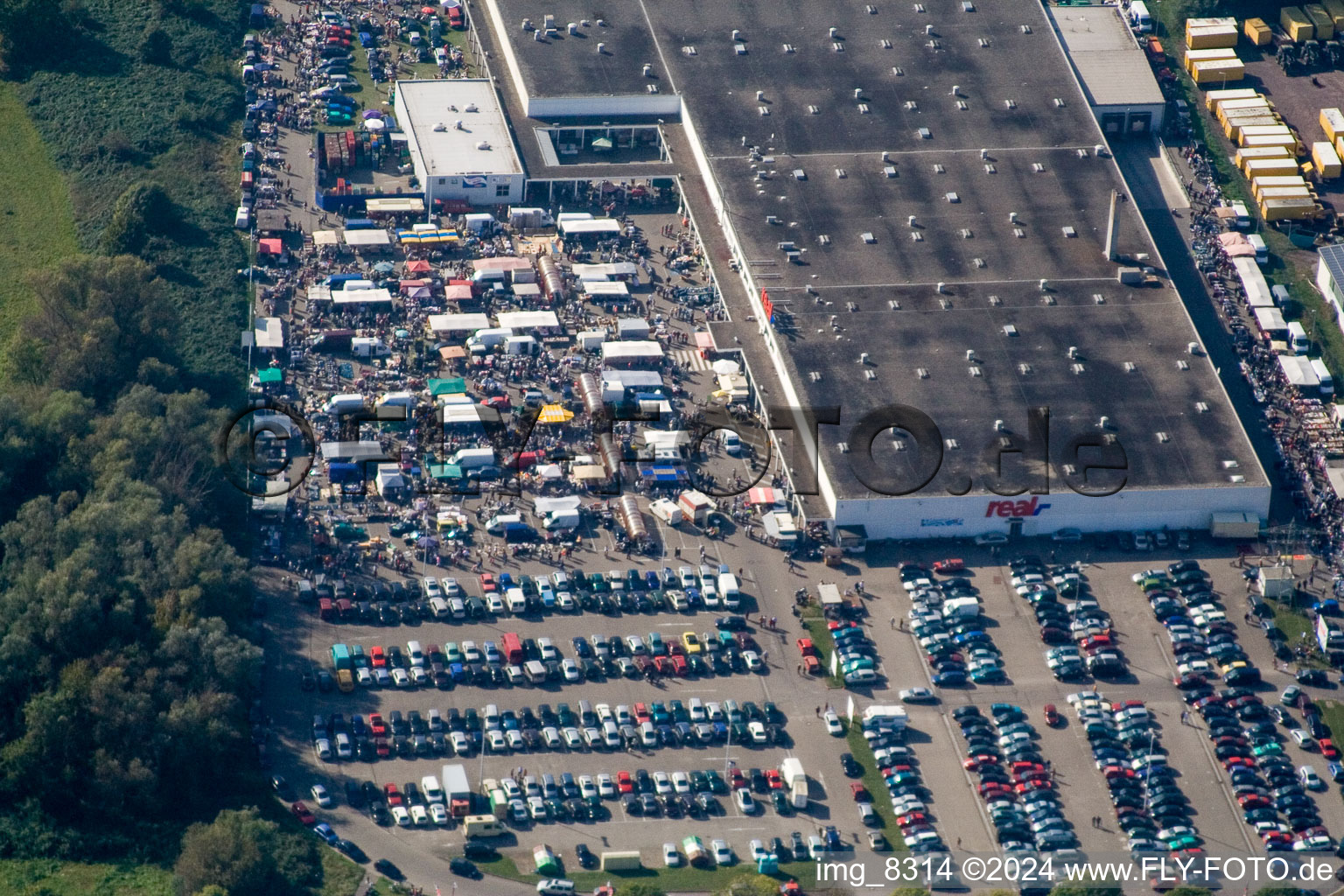 Aerial view of Real market in Rohrbach in the state Rhineland-Palatinate, Germany