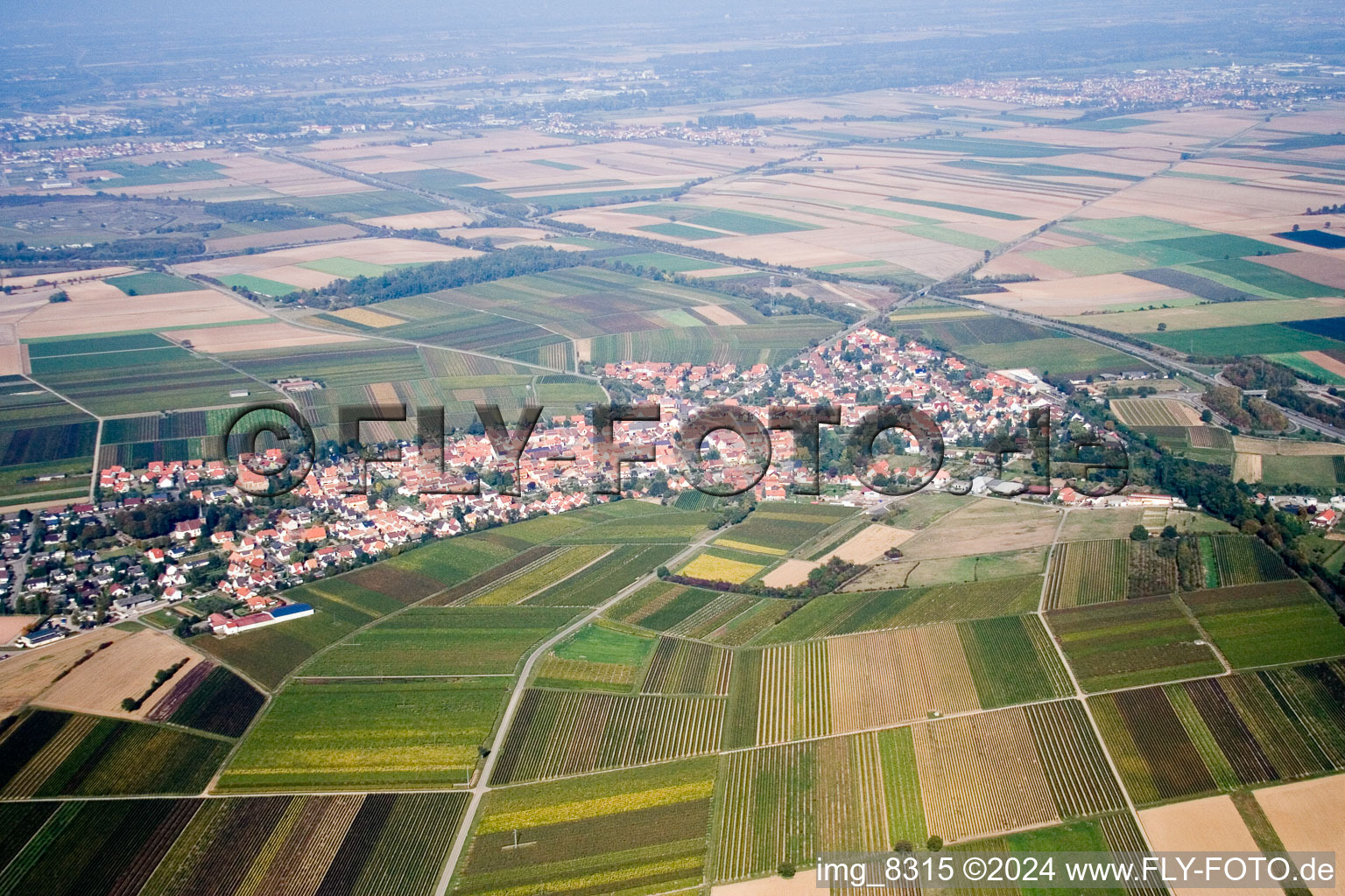 From the south in Insheim in the state Rhineland-Palatinate, Germany