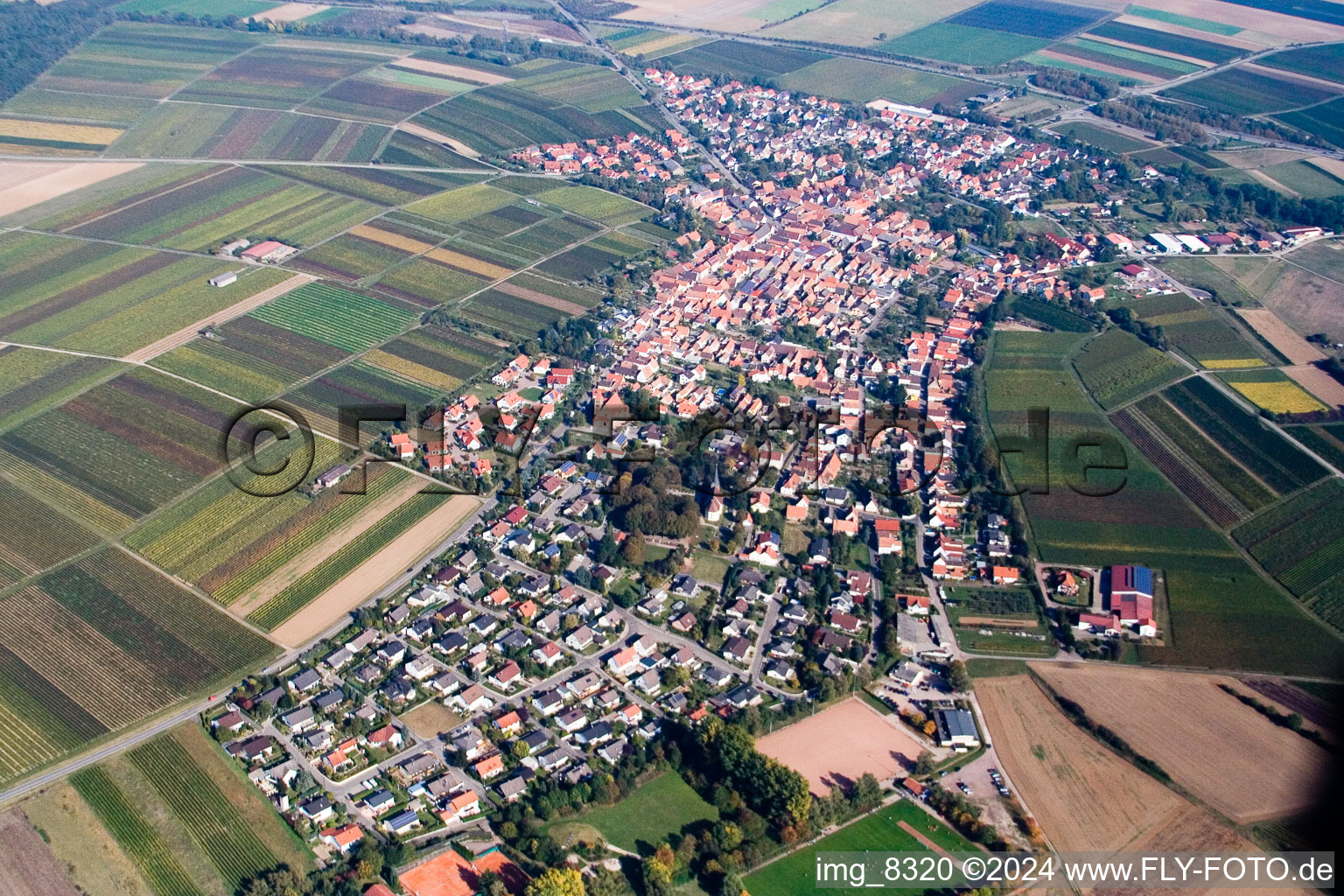 Aerial view of From the southwest in Insheim in the state Rhineland-Palatinate, Germany