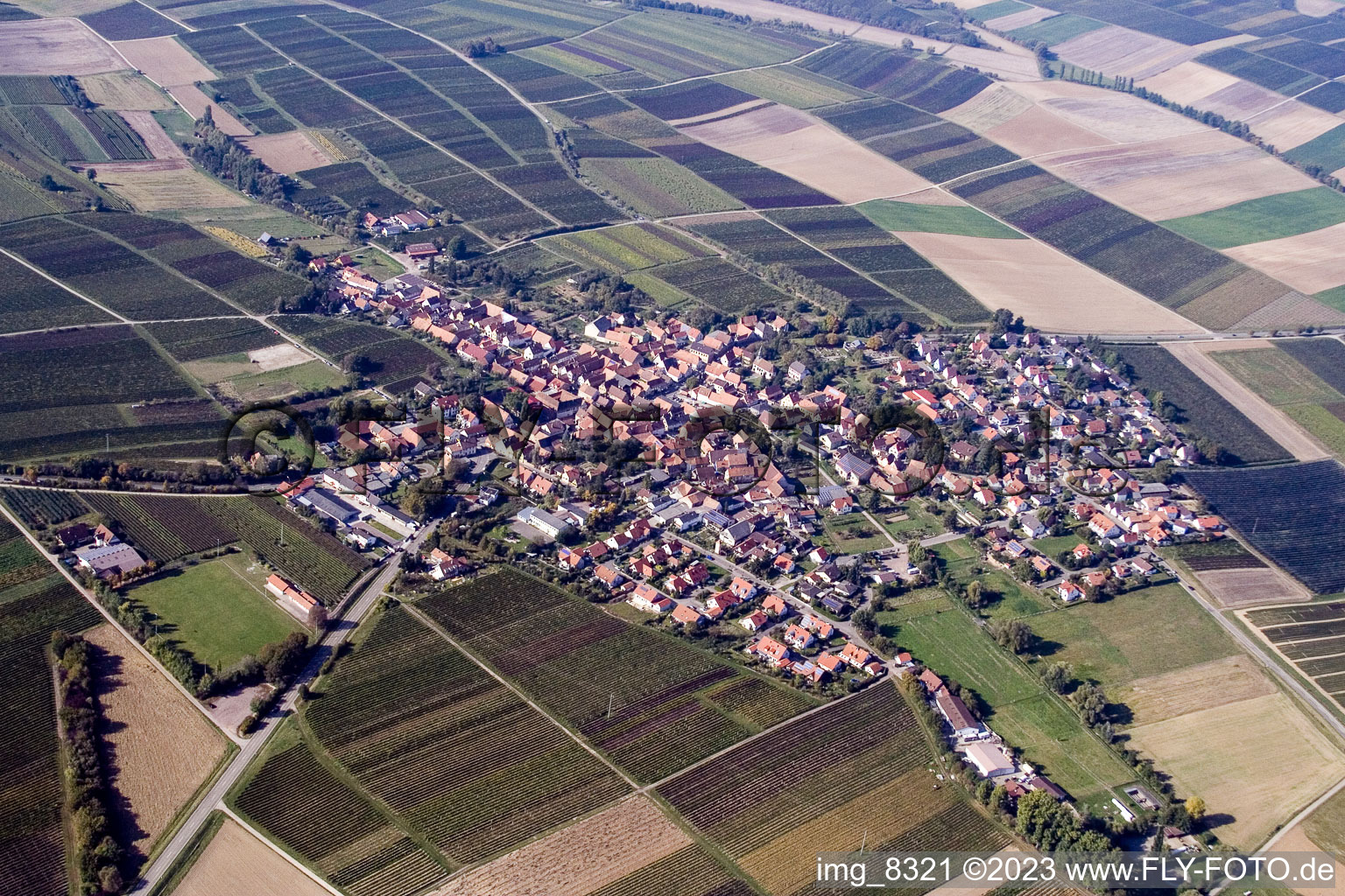 Aerial view of From the southeast in Impflingen in the state Rhineland-Palatinate, Germany