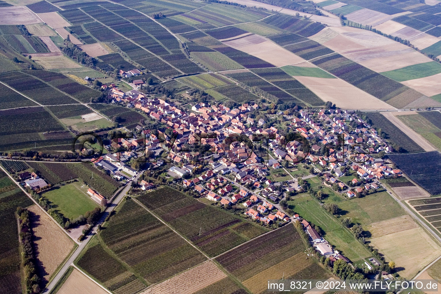 Aerial view of From the southeast in Impflingen in the state Rhineland-Palatinate, Germany