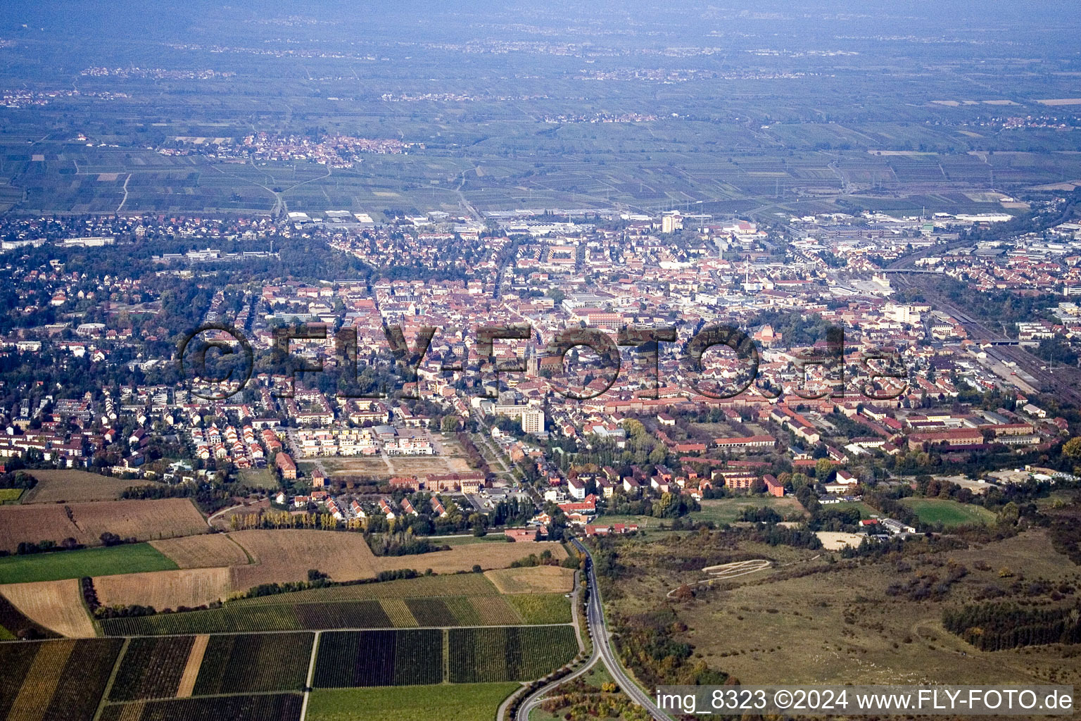 Aerial view of From the south in Landau in der Pfalz in the state Rhineland-Palatinate, Germany